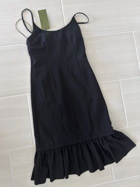 Gucci Black Spaghetti Strap Ruffle Hem Dress